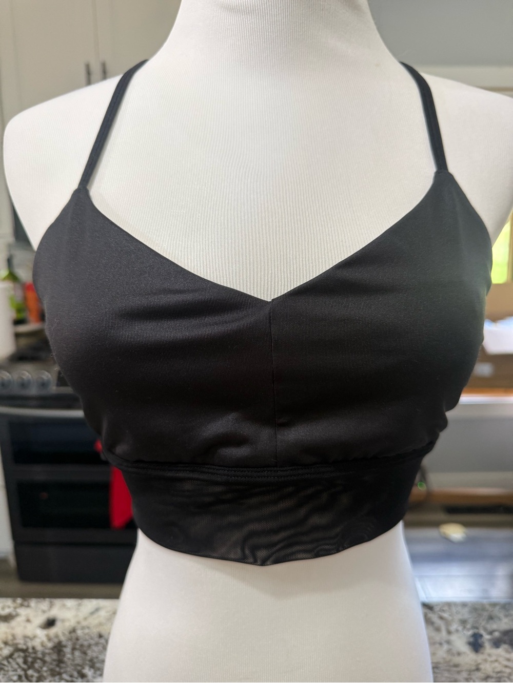 ALO Yoga Black V-Neck Bralette with Wide Underband